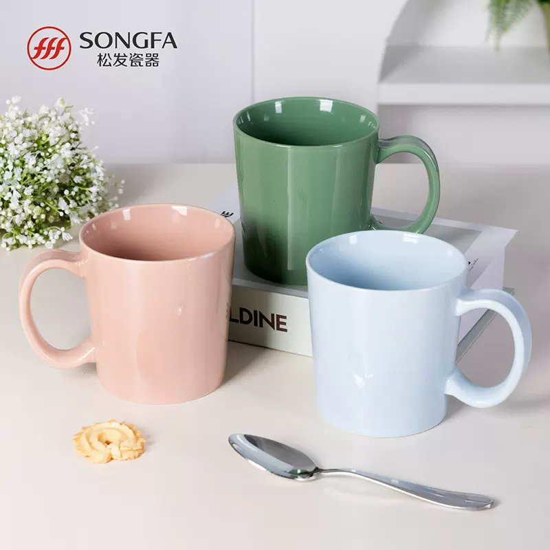 松发瓷器 创意ins风可爱马克杯女水杯家用陶瓷杯子情侣牛奶咖啡杯