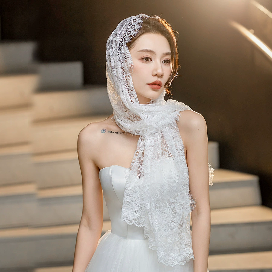 (Cross-border trading), long lace scarf, white cloak, mid-length