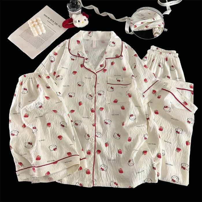 Verano transfronterizo nuevo estilo cómodo nube de algodón de tres piezas solapa pantalones cortos de manga corta pantalones ropa a domicilio traje de pijama de mujer
