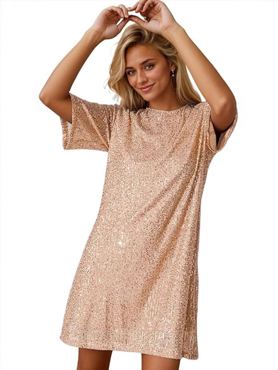2025 primavera e verão novo comércio exterior transfronteiriço roupas femininas Amazon desejo saia média ombro oblíquo vestido de lantejoulas vestido saia