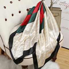 2022 spring and summer new large square scarf, versatile sun protection silk scarf 90x90cm Hangzhou satin scarf, turban shawl