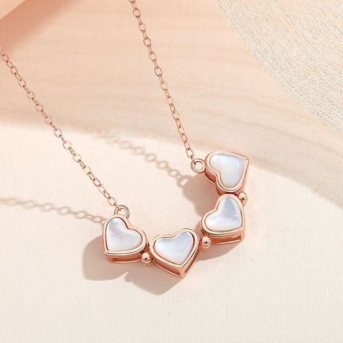 Jin Hongyu love four-leaf clover necklace for women, a two-band forest rose gold mother-of-pearl clavicle chain with a niche design