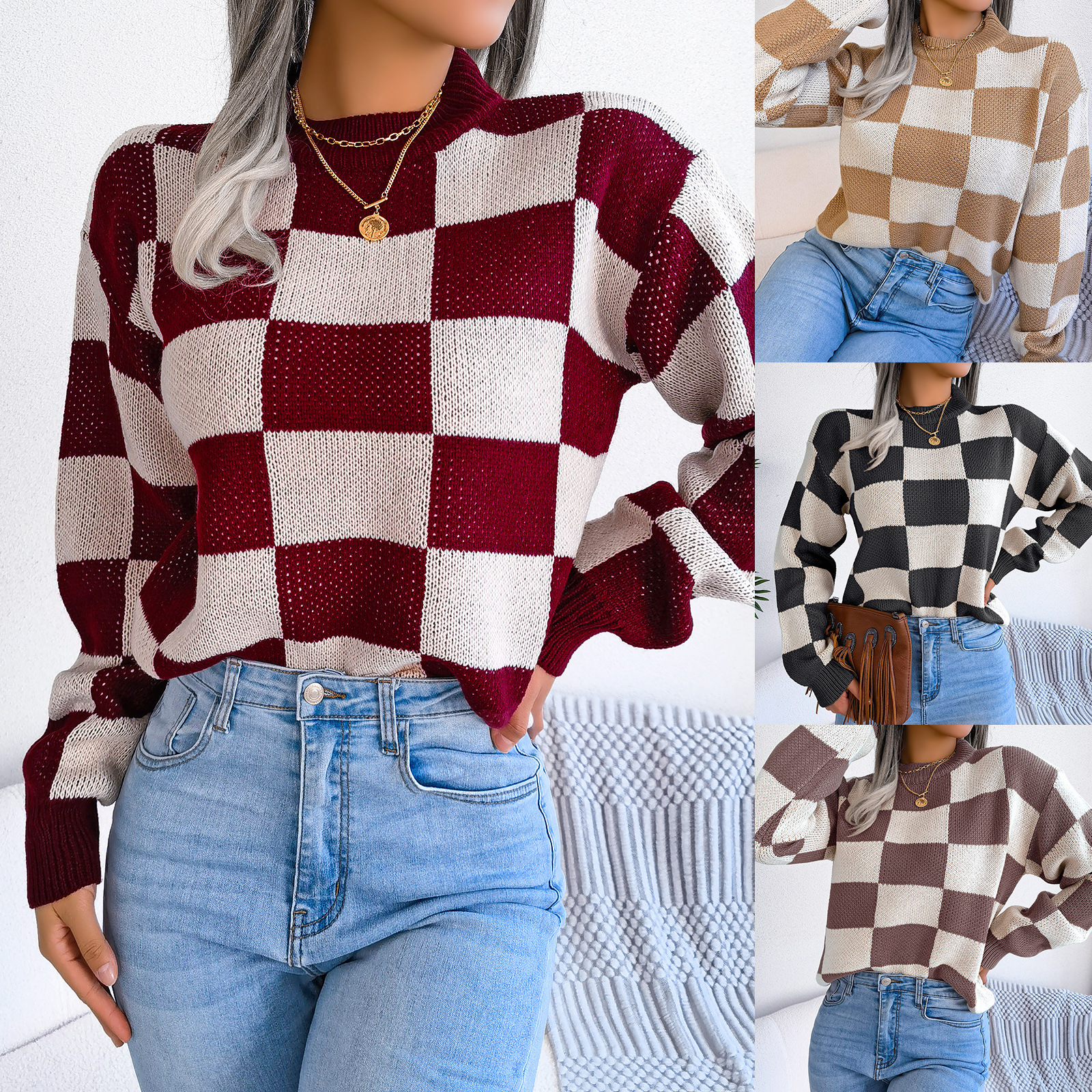 Women's Sweater Long Sleeve Sweaters & Cardigans Casual Lattice display picture 1