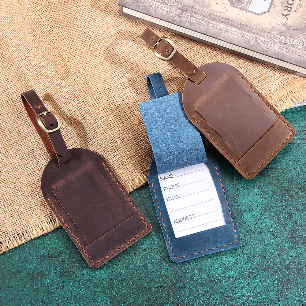 Cross-border hot selling creative aircraft luggage tag first layer cowhide luggage tag machine check-in luggage tag