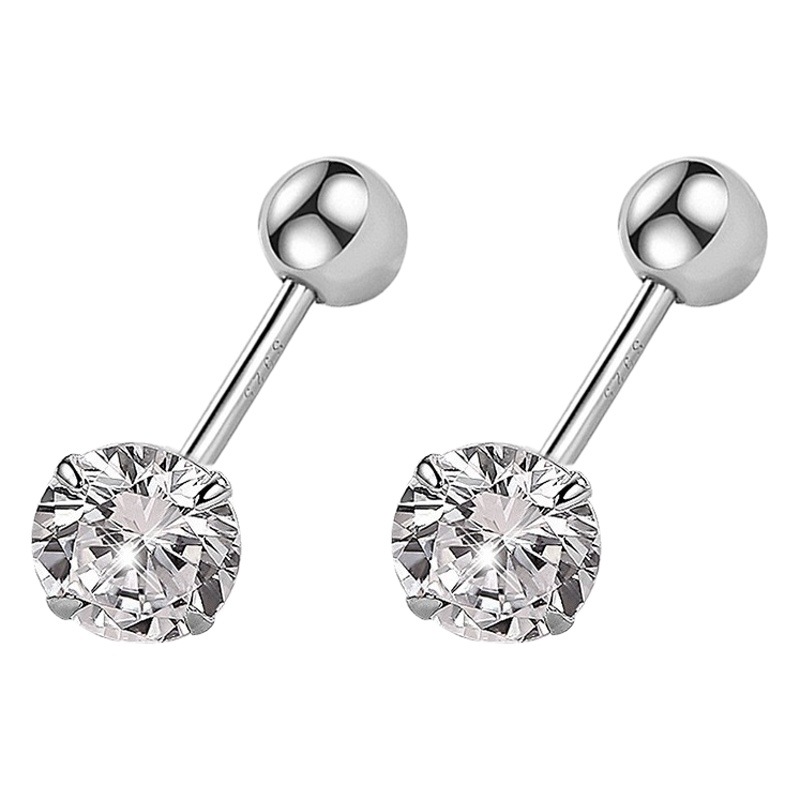 s925 Silver Needle Earrings Women's Ear Holes Ear Bone Nails Niche Advanced Sense Zircon Earrings Diamond Earrings Silver Earrings