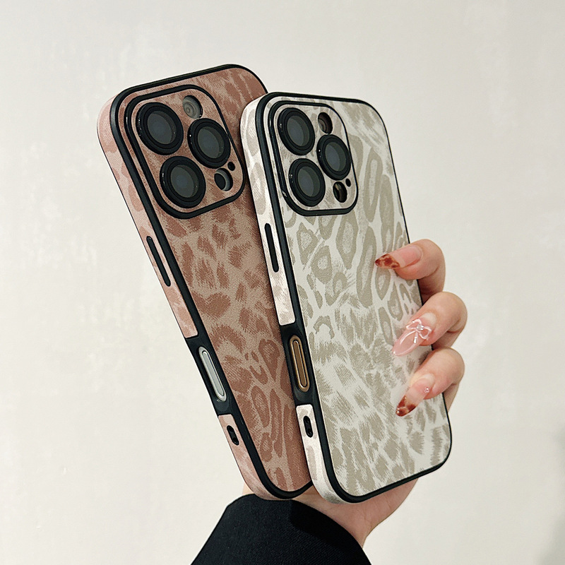 Suitable for Apple 16promax Phone Case Leopard Print Leather 15Pro Advanced Sense 14plus Drop-resistant Protective Case Suitable for Apple 16promax Phone Case Leopard Print Leather 15Pro Advanced Sense 14plus Drop-resistant Protective Case