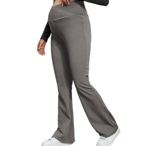 Autumn and winter pregnant women yoga pants, cross-support belly strap, high-waist slim bell-bottom pants, European and American pregnancy leggings