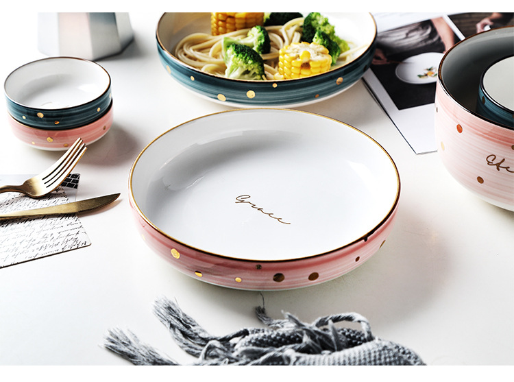 碗碟套装北欧创意个性家用轻奢陶瓷碗筷碗盘精致网红餐