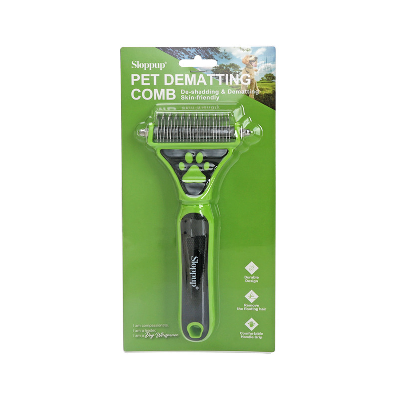 Peine para mascotas verde y negro, peine de agujas para desenredar, desenredar el pelo y eliminar el pelo suelto, peine para perros Teddy Golden Retriever, fabricante de peines para mascotas