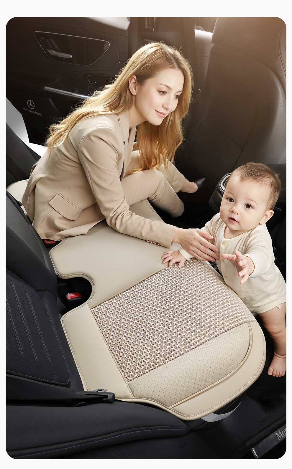 Directly from the manufacturer, breathable leather combined with ice silk, three-dimensional comfort, soft, suitable for all seasons, durable, dirt-resistant, universal car seat cover