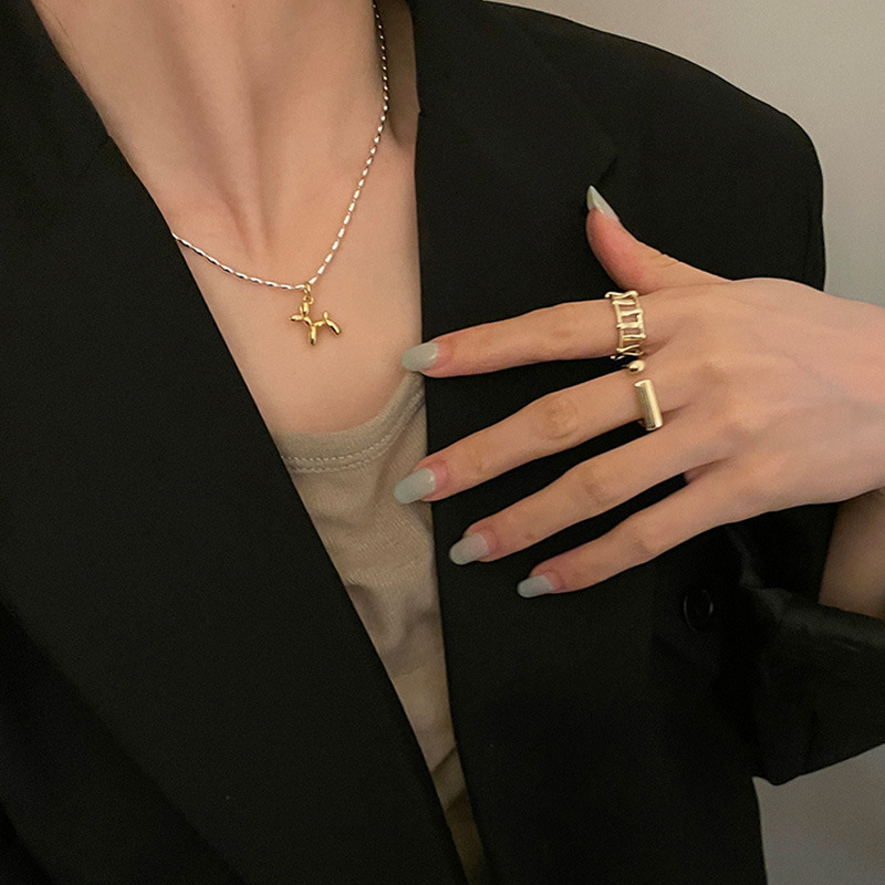 S pure silver cute balloon dog necklace, light luxury, niche design, cool style, collarbone chain, 2021 new trend_voghion.com