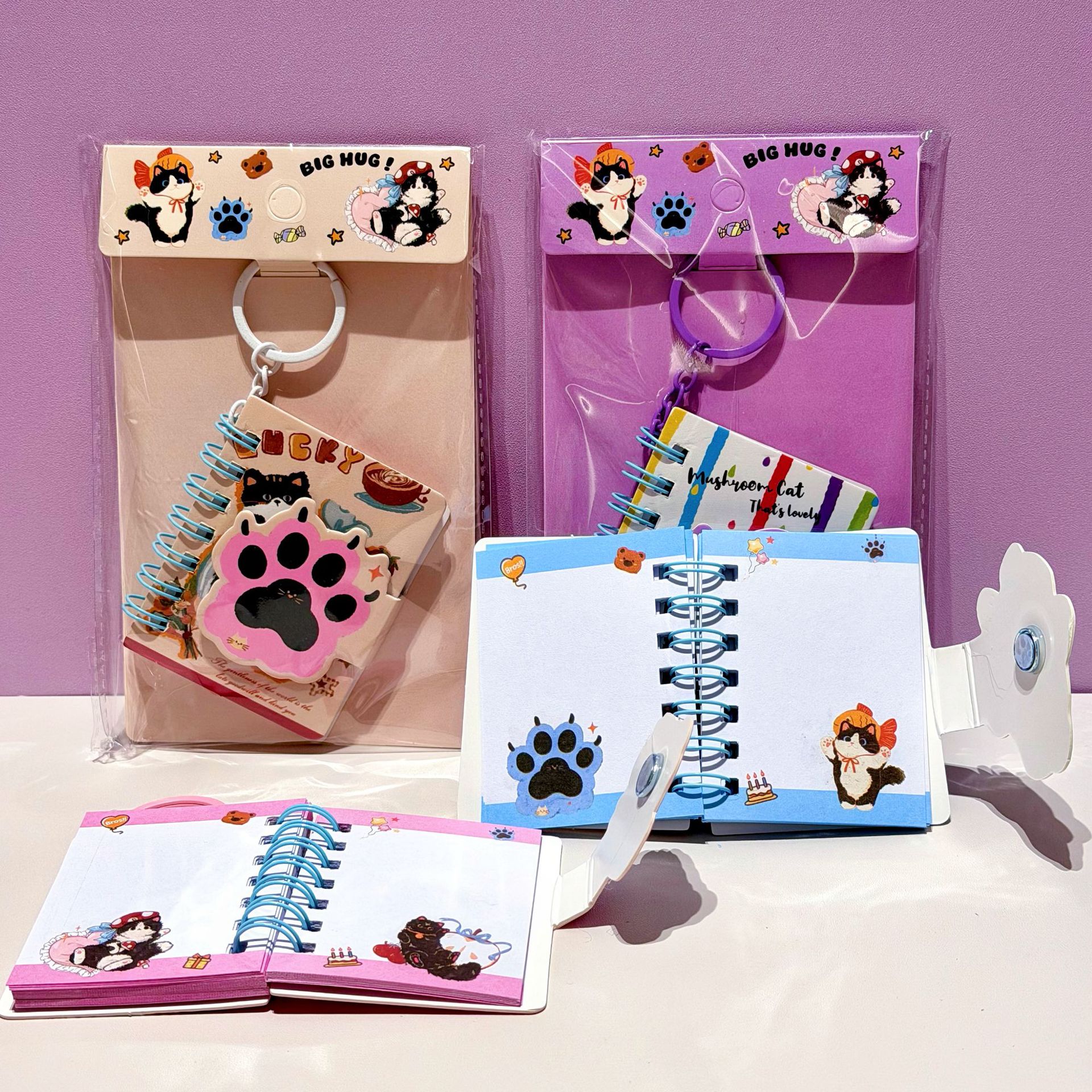 lindo gato negro colgante libro de bobina de alto valor de página de color llavero libro de estudiantes de papelería libro creativo