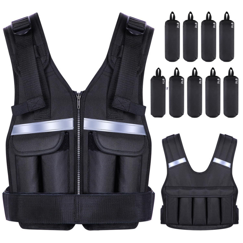 Inventario nuevo chaleco de peso ajustable chaleco de fitness más bolsas de brazo para correr chaleco deportivo de arena de hierro reflectante
