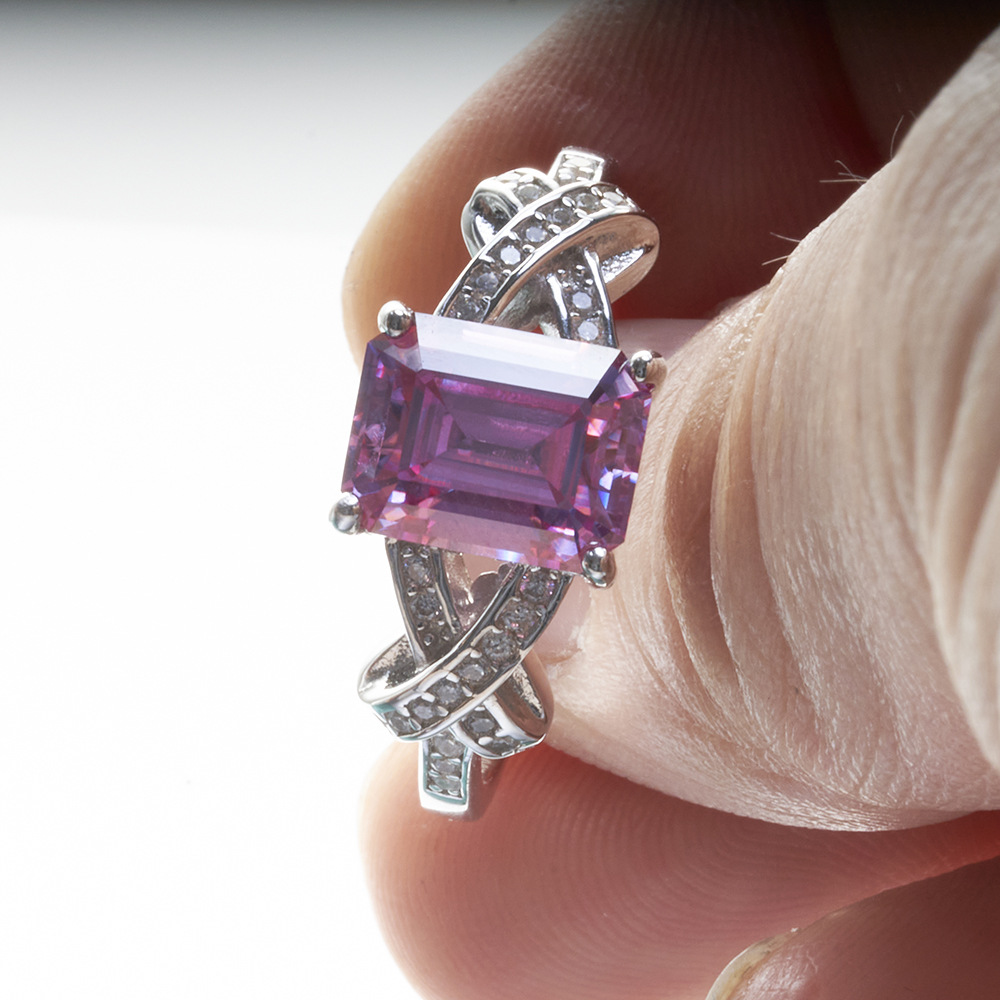 3 quilates Alien Radian cortado rosa azul verde anillo de piedra de moissanita certificados con bolígrafo de medición de segundo caliente