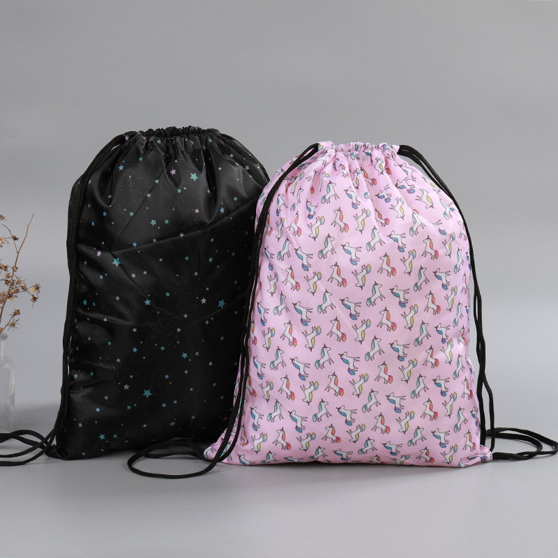 Mochila publicidad impresión bolso de almacenamiento con cordón bolsillo con cordón de poliéster personalizado bolso con cordón deportivo personalizado