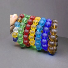 直播新款彩色多宝琉璃手链磨砂款捷克陨石七彩玻璃饰品手串礼品