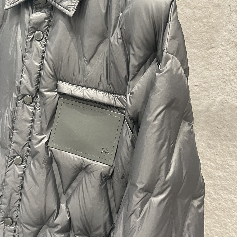 Men's Clothing New Early Winter Small Lapel V Neck Shirt Coat Jacket Leather Label Pure Black Thin Direct Charging Coat Jacket_voghion.com