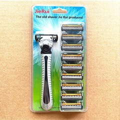 Export Hot Selling Three Layers Stainless Steel Razor Blades Old Manual Shaver Men's Beard Shaver 1 Blade Holder 9 Blades 