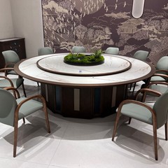 新しい中国風のホテルレストラン宴会レストランダイニングチェア回転ダイニングテーブルハイエンドクラブボックスロックプレート電動大型ラウンドテーブル
