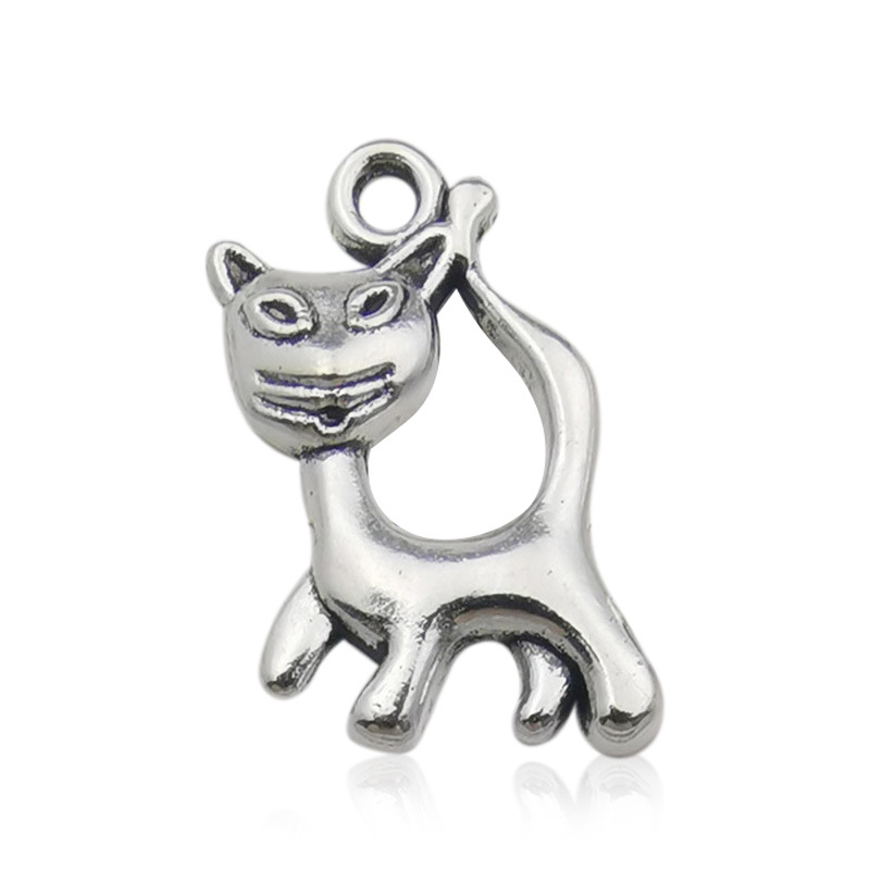 Ventas directas de fábrica 1 gato serie Xizanga plata accesorios pulsera accesorios colgante DIY accesorios animales antiguos accesorios de plata gato