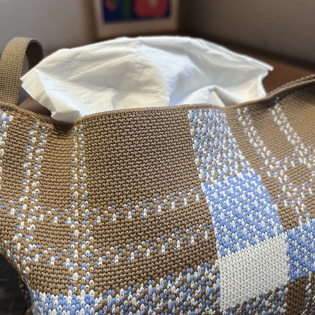 Light Luxury Knitted Tissue Bag, Large-Capacity Woven Bag, Car-Mounted Home Office Hanging Tissue Box, Knitted Bag Gift Bag