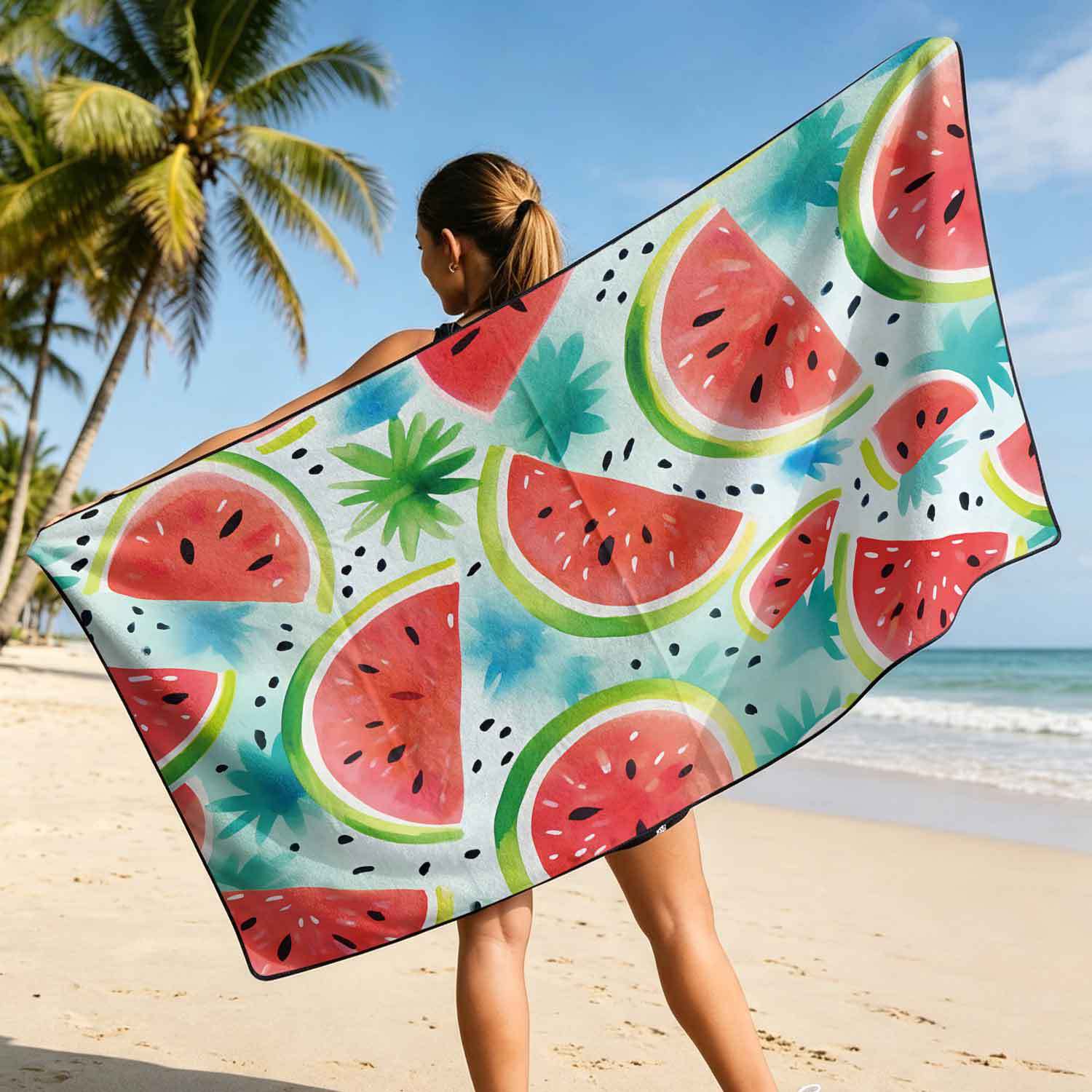 Printed bath towel and car seat cover 2-in-1, ultra-fine fiber outdoor beach and car dual-use universal seat cushion