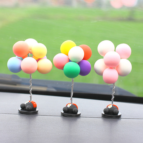 New Macaron Love Balloon Car Interior Decor Cute Dashboard Clay Balloon Car Ornament Decor