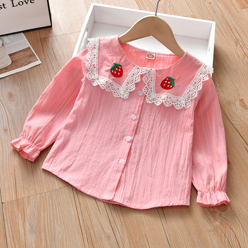 Camisa de las niñas 2023 primavera nuevo bebé estilo occidental niños niñas camisa blanca de manga larga primavera y otoño estilo coreano top