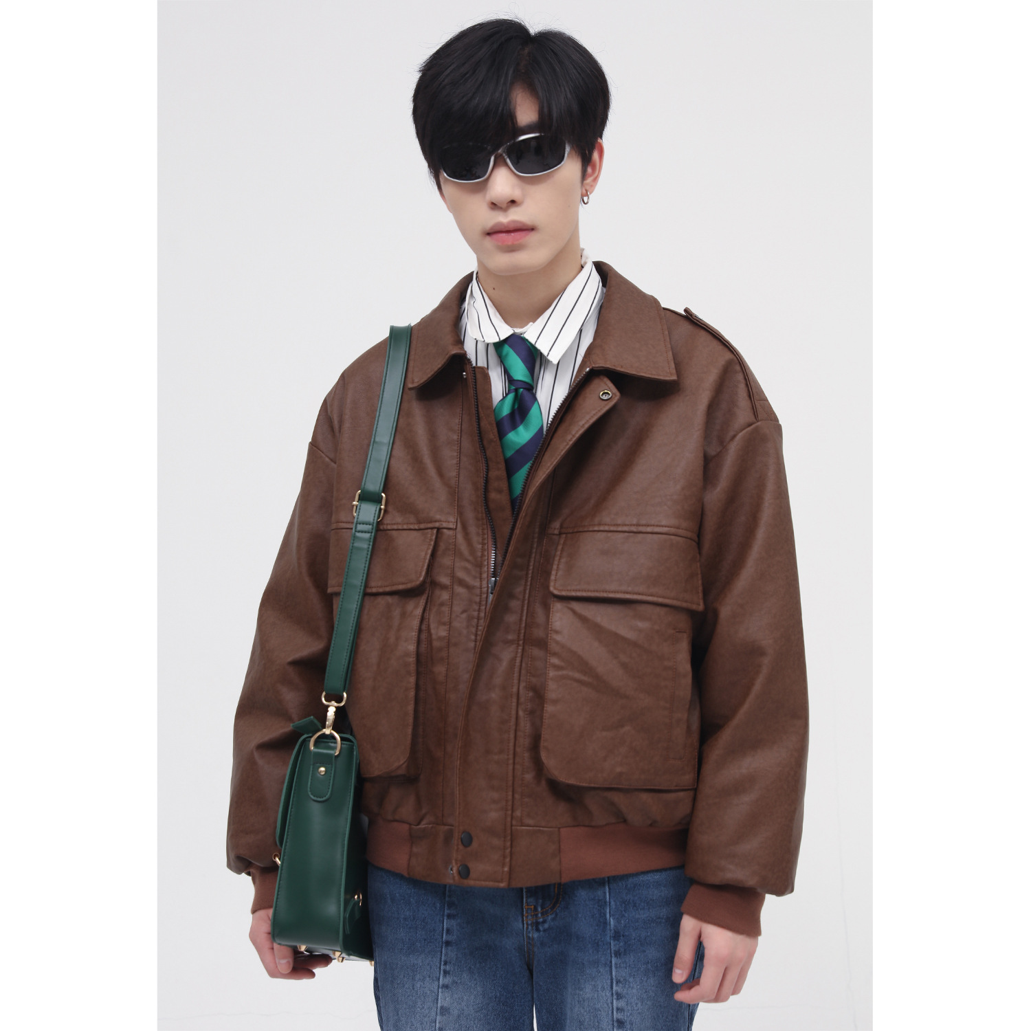 Ropa de Hombre | Invierno nuevo estilo retro de Hong Kong chaqueta de cuero de motocicleta estilo coreano chaqueta acolchada de moda para hombres y mujeres