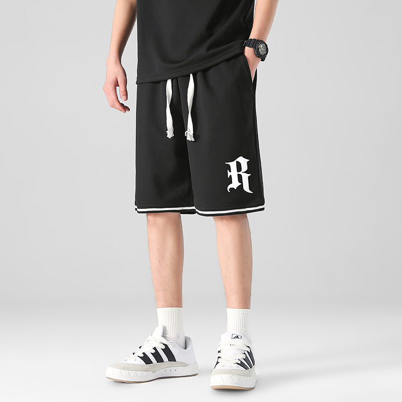Al por mayor transfronterizo deportivo de ocio de verano de mangas cortas pantalones elásticos de cinco puntos de hombre de punto sueltos pantalones rectos image 27