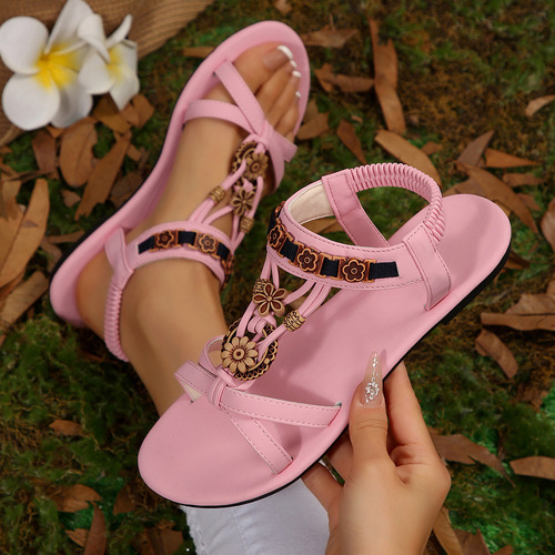Women's sandals summer all-matching casual flat type large size women's breathable new fashionable non-slip rubber round head