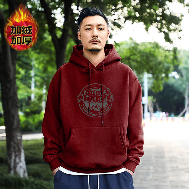 wine red Hooded fleece-lined -990 [Quality Edition] GL
