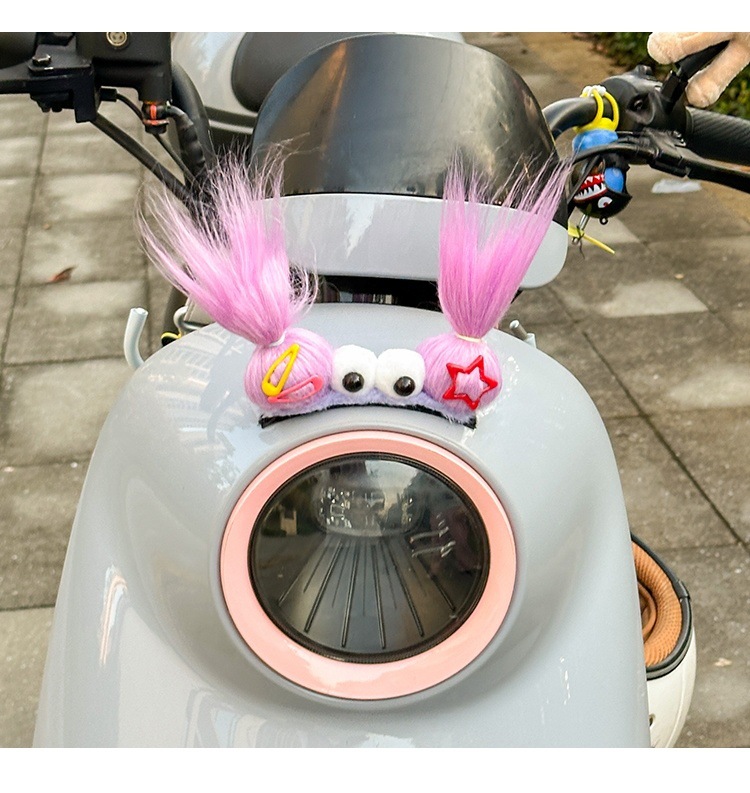 Helmet Decoration Braids Funny Plush Big Eye Helmet Top Accessories