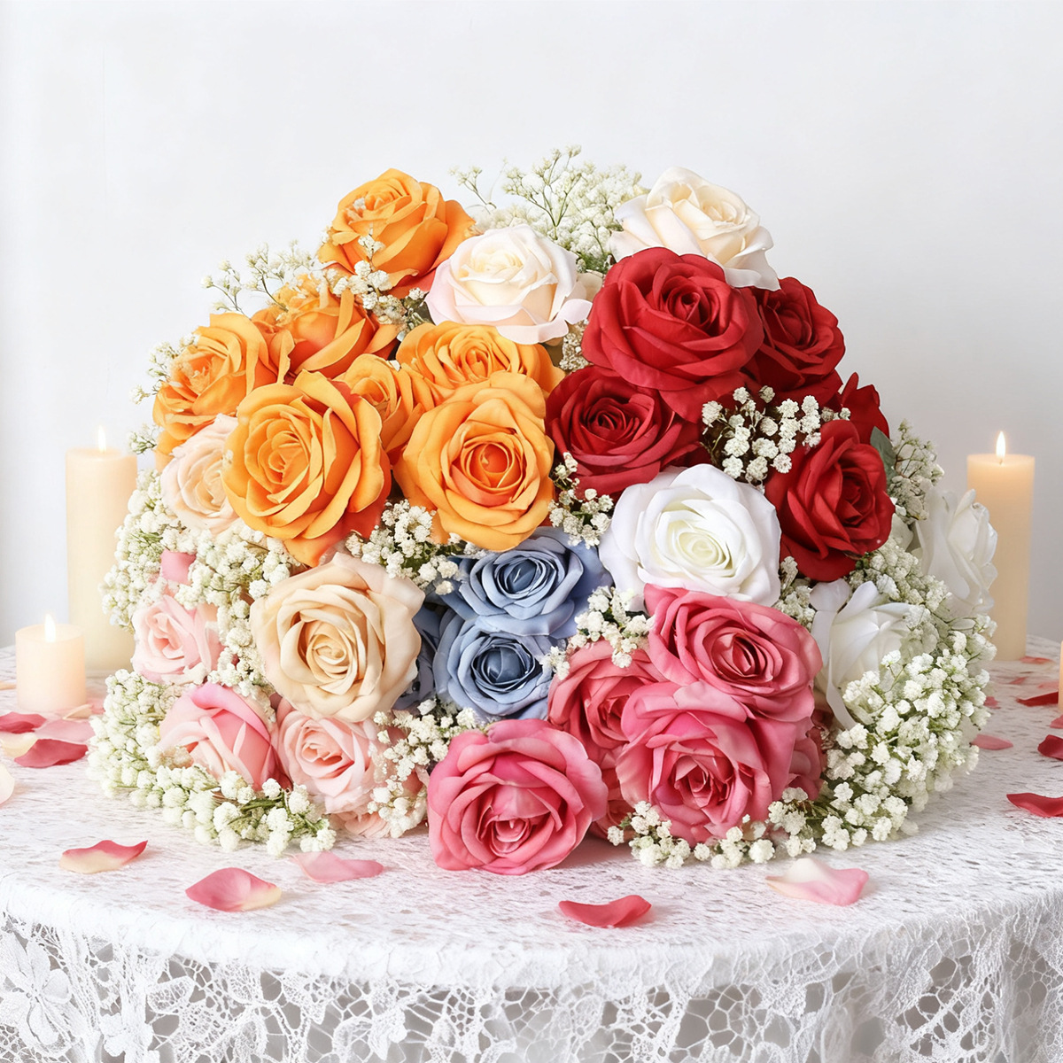 7 rosas de diamante simulación de flores de rosas bodas decoración de hotel guía de la casa fábrica de flores falsas al por mayor