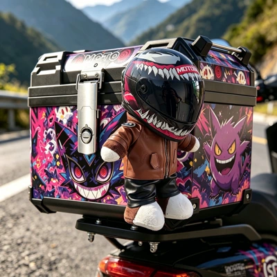 Motorcycle trunk, electric scooter tail box, specifically designed for - 48-liter-demon-eye-doll-set-helmet-doll-inner-liner-backrest-base-tool-kit