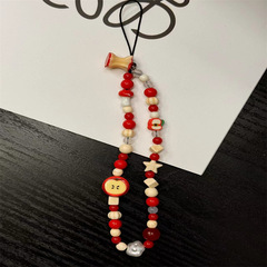 夏日清新串珠手機鏈鑰匙扣 手工串珠可愛表情包ccd掛件裝飾