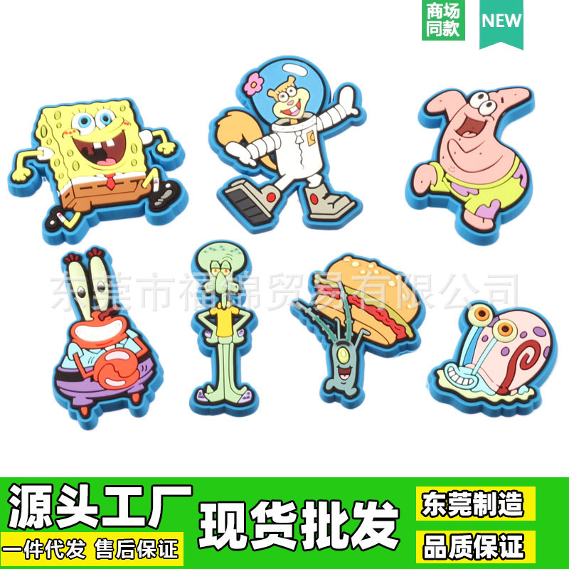 Popular Spongebob Collection Cute Cartoon Decorative Buckle Clogs Flower Shoe Buckle DIY with Cross-Border E-Commerce Ready Stock