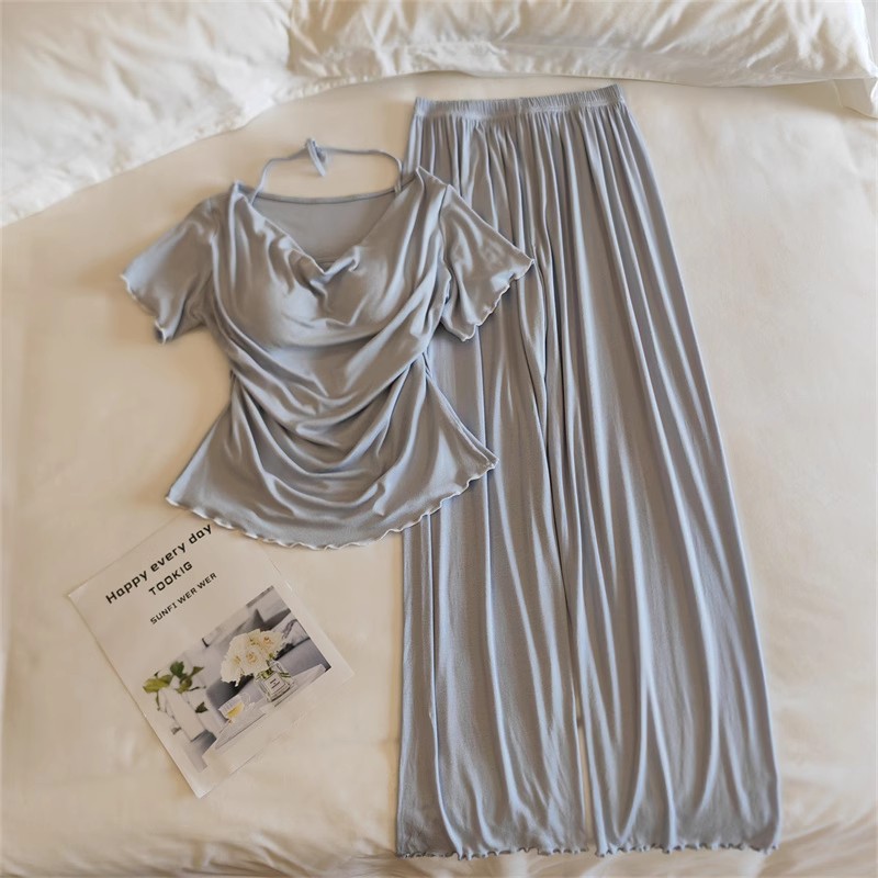 33027.3#베이비 밀크 블루(고정 가슴 패드 포함) 반팔 + 바지