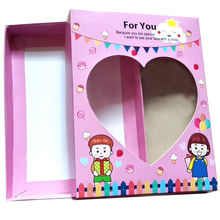 新款儿童发饰桃心开窗包装盒 卡通头饰纸袋发夹发箍发圈套装纸盒
