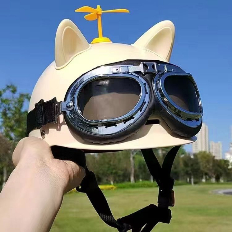 베이지 - 쌀 고양이 귀 - 선글라스