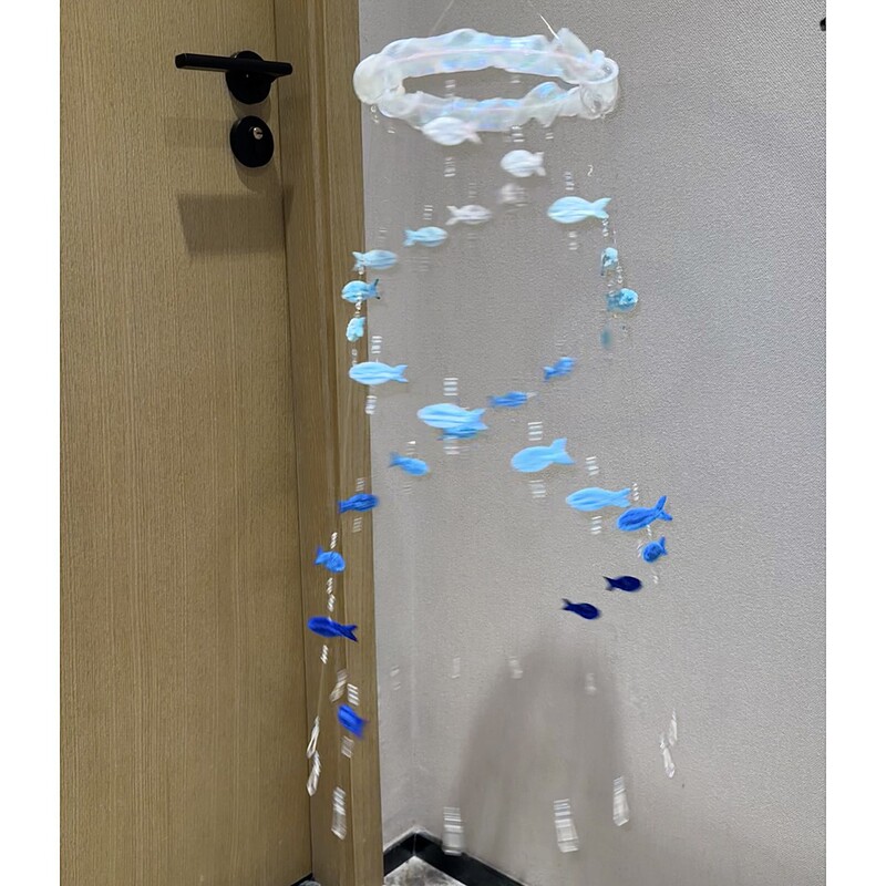 Beaded Fish Wind Chime Double Spiral Gradient Handmade DIY Material Kit Creative Gift for Couples and Best Friends Hanging Decoration