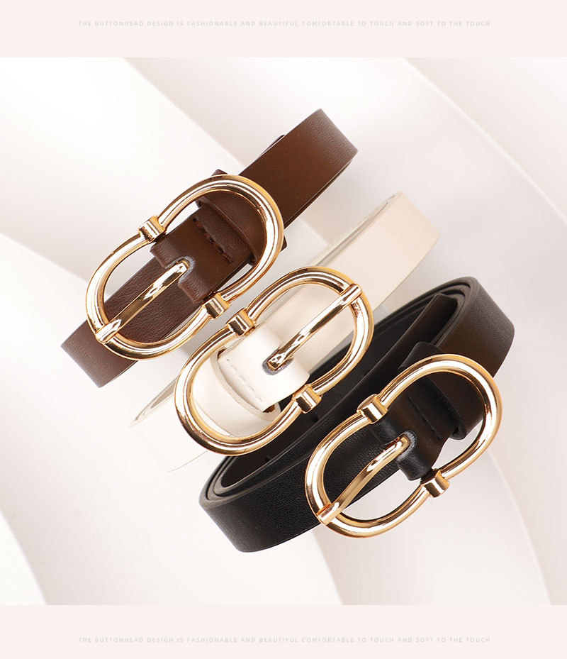 New fashionable and versatile women's belt, high-end alloy pin buckle imitation leather belt, women's decorative jeans thin belt_viptrois.com