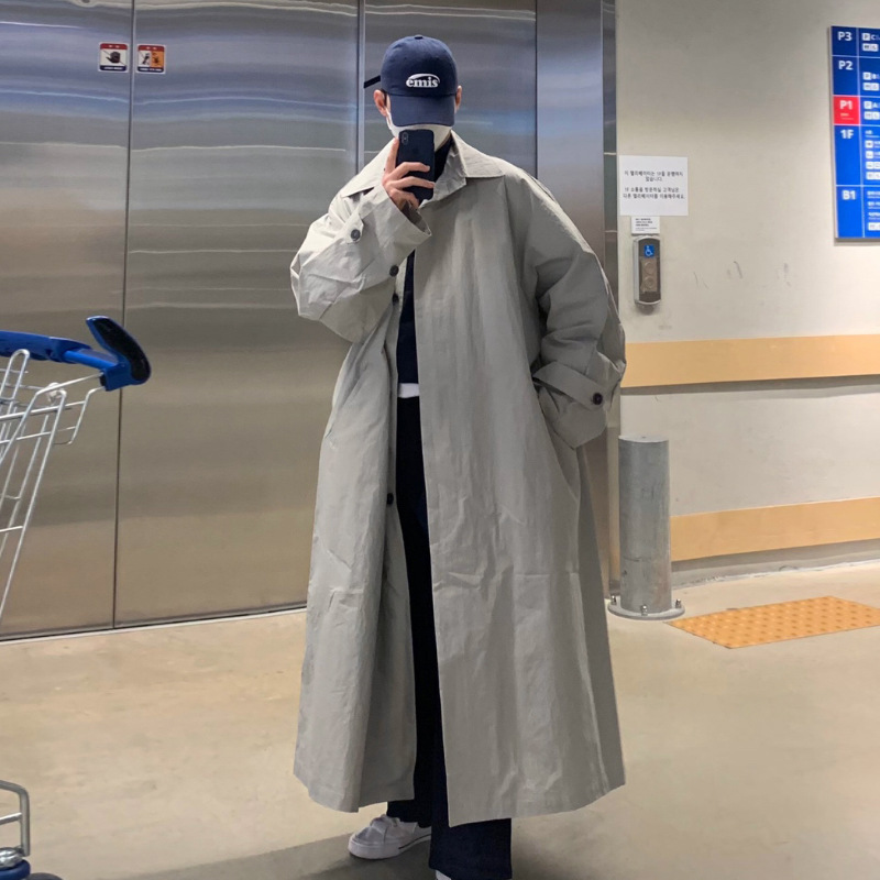 ASCLO dongdaemun estilo coreano de los hombres abrigo perezoso nicho diseño largo trinchera 2023 nuevo avanzado