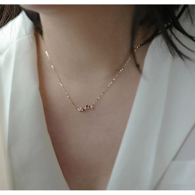 Plating, Inlay Design 925 Sterling Silver Artificial Diamond Plating Inlay Heart Shape Necklace