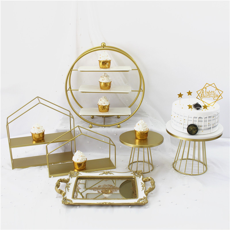 Decoración de mesa de postre de estilo europeo soporte de exhibición té de la tarde plato de merienda estante de la torta comida fría té romper la mesa decoración Arreglo de La boda
