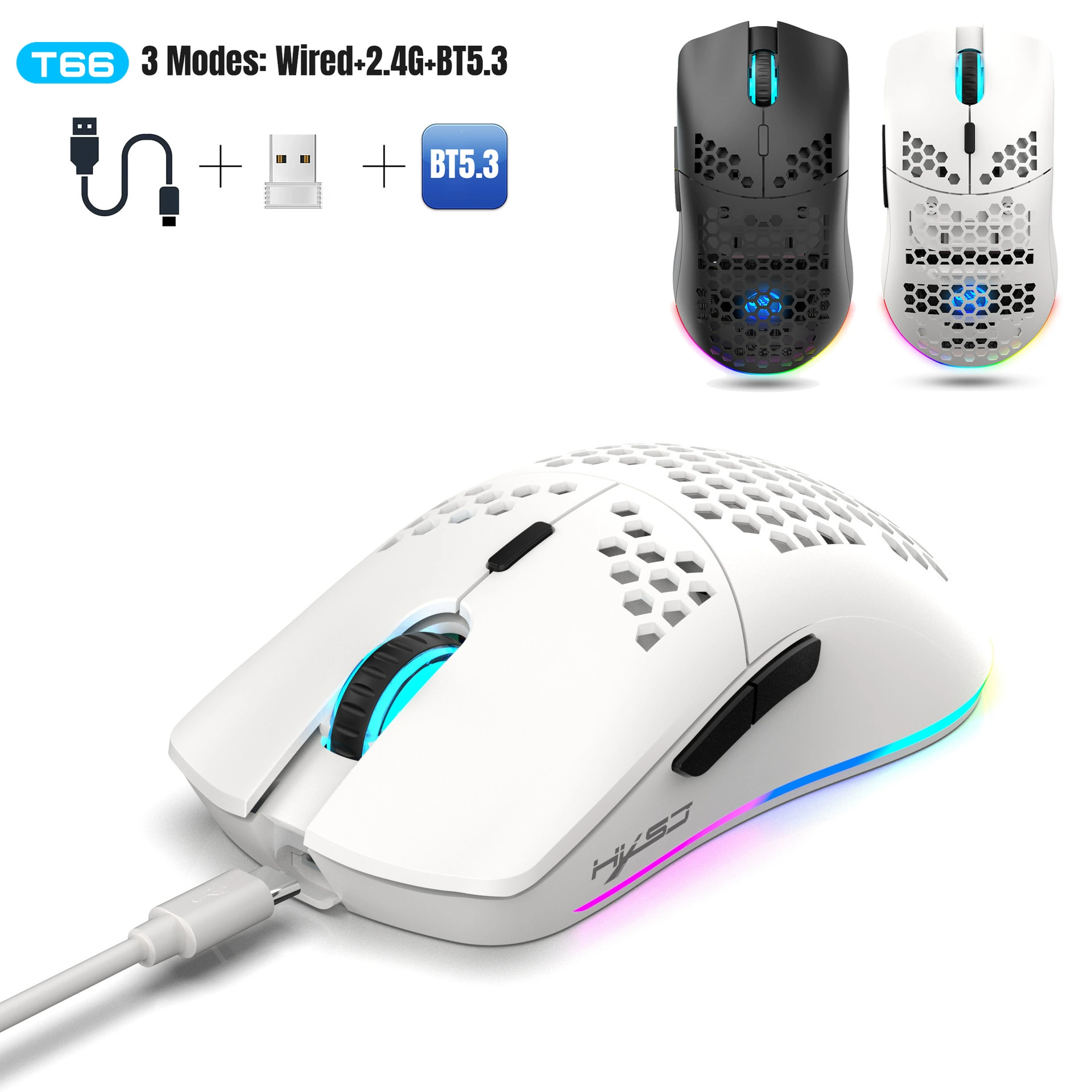 New Three Model Wireless Mouse 2.4g/Wired /BT5.3 Cave Mouse 3600DPI Staying Game Mouse Spot