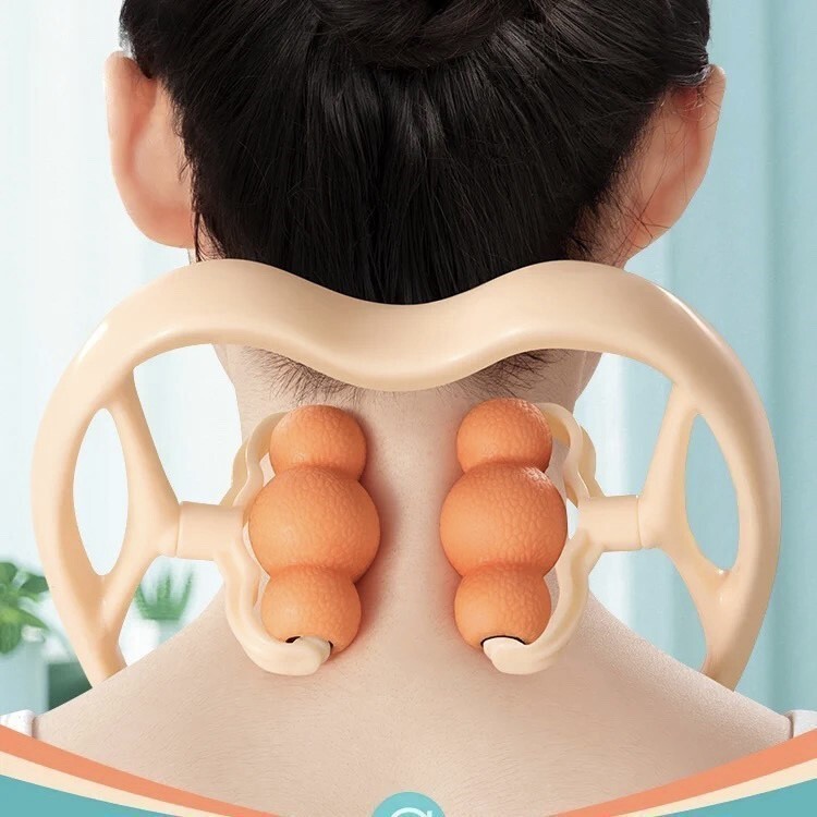 Neck Clamp Manual Cervical Massage Neck Clamp Multi-Roller Rotatable Shoulder, Neck, Leg, Abdominal Relaxation Massager for Home Use