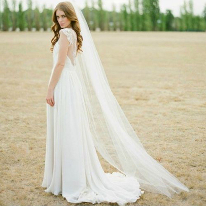 Cross-border bride wedding dress veil soft net two meters single layer shading veil photo studio long simple nude gauze light gauze 