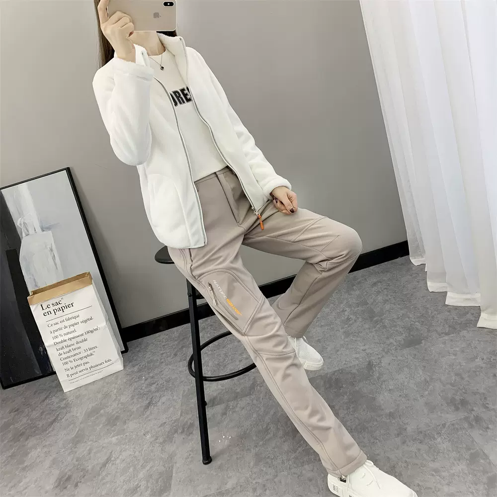 厂家批发户外冲锋裤男女秋冬防风防水加厚登山滑雪裤软壳裤抓绒裤