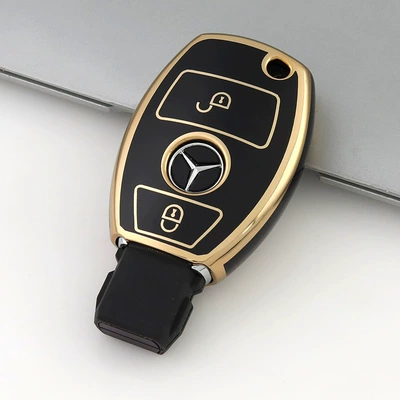 Car key bag, Is Suitable for Mercedes-Benz C-Class - black-2-keys